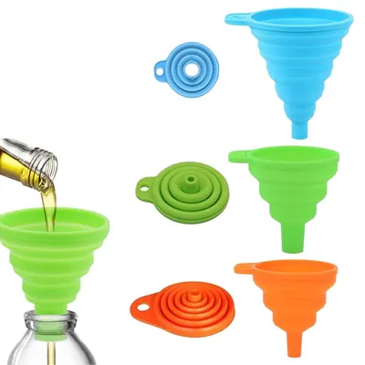 Image de 3 entonnoirs pliables en silicone pour la cuisine et la bière