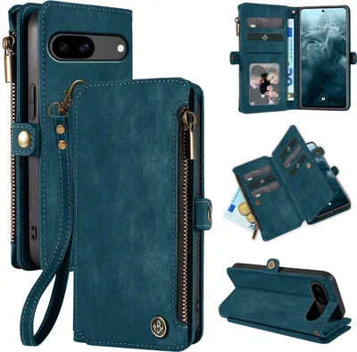 Produktbild von Handy Hülle für Google Pixel 8 Geldbeutel Geldbörse RFID Schutz Klapphülle Cover Schutzhülle Wallet Farbe: Petrol