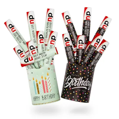 Produktbild von younikat Aufkleber-Set Happy Birthday Konfetti und Happy Birthday Mint passend für zwei Duplo Pralinen Packungen I dv1366