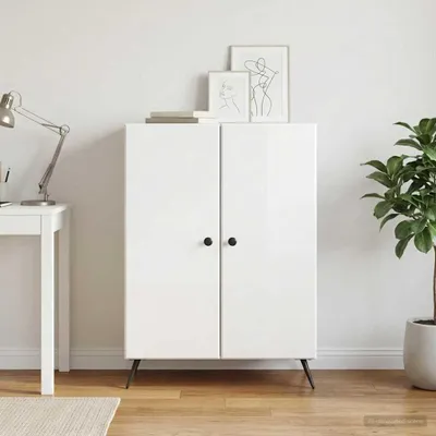 Obrázok produktu pre vidaXL Komoda, lesklá biela, 66 x 34,5 x 90 cm, drevotrieska