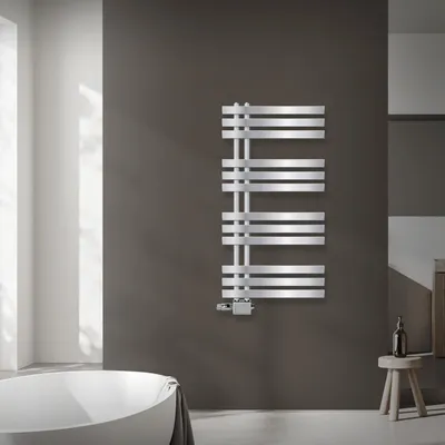 Obrázek produktu pro LuxeBath Designové koupelnové otopné těleso, 500x1000 mm, chrom, připojovací sada termostatu univerzální rohová a přímá, bez topného tělesa