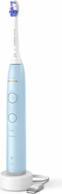 Produktbild von Philips Sonicare 6100 series Series 6100 HX7406/02 Wiederaufladbare Zahnbürste, Erwachsener, Schallzahnbürste, Sensibel, 62000 Bewegungen pro Minute, Hellblau, 2 min
