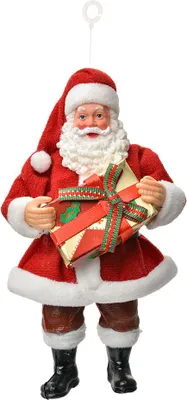Immagine prodotto di Targhetta natalizia Clayre & Eef Babbo Natale 17 cm tessuto rosso