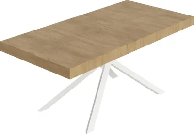 Produktbild von Niket Ausziehtisch 200/304x90 cm Natur-Eiche weiße Beine