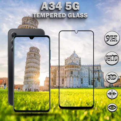 Produktbild von 1-Pack Samsung Galaxy A34 (5G) Displayschutzfolie - Gehärtetes Glas 9H - Super Qualität 3D