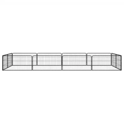 Produktbild von vidaXL 12-tlg. Hundelaufstall Schwarz 100x50cm Stahl Pulverbeschichtet