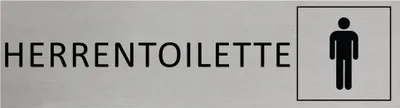 Produktbild von CombiCraft Aluminium Türschild Herrentoilette 165x45mm mit 3M-Tape zur Befestigung, einfache Kennzeichnung von Räumen und Bereichen