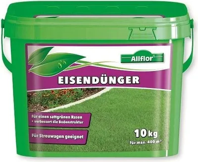 Produktbild von Allflor Eisendünger moosverdrängend 10 kg für Rasen, bis 400m² Reichweite, 3 Monate Wirkung