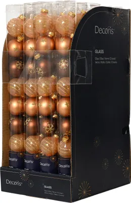Produktbild von Weihnachtskugeln Glas mit Motiven 3cm 9er Set Braun / Orange Mix