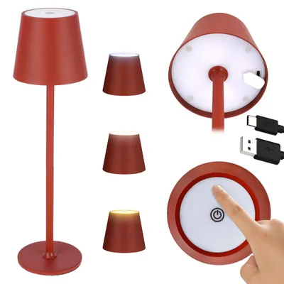 Image de JUMI Lampe de table LED 38,5 cm sans fil, 3 modes, lampe de chevet tactile, USB-C