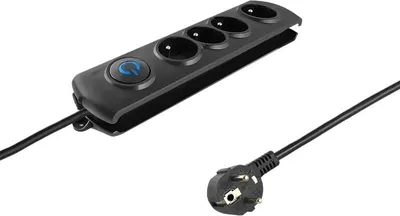 Immagine prodotto di Qoltec 50105 Limitatore di sovratensione Nero 4 prese AC 230 V 2,5 m
