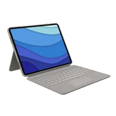 Produktbild von Logitech Combo Touch - Tastatur und Foliohülle - mit Trackpad - hintergrundbeleuchtet - Apple Smart connector - QWERTY - US International - Sand - für Apple 12.9-inch iPad Pro (5. Generation)