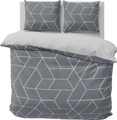 Produktbild von Bettwäsche 200x200 cm geometrisch grafisch grau modern Doppelbett Mikrofaser