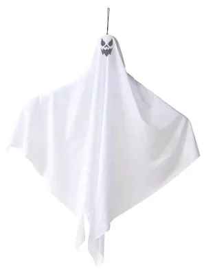 Produktbild von Hängende Geister Deko Halloween Garten Veranda Outdoor Stoff Ornamente weiß Grusel Party Dekoration - Design: Gruseliges Gesicht
