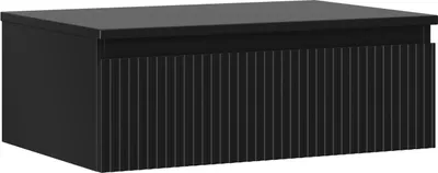 Produktbild von Mexen Rivel 70 cm Badezimmerschrank mit Waschbeckenplatte, 1 Schublade, gerillt, schwarz matt - 91A20-07023-1-BFC71