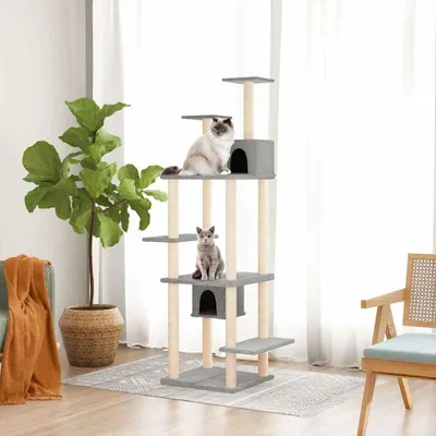 Image de Arbre à chat gris clair avec des poteaux en sisal