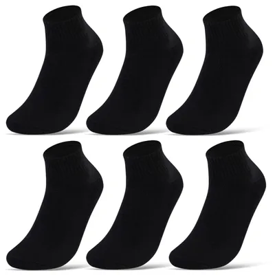 Produktbild von Sport Sneaker Socken Herren Damen Sportsocken Frotteesohle Baumwolle Quarter Halbsocken - 16200 Schwarz 43-46 6 Paar