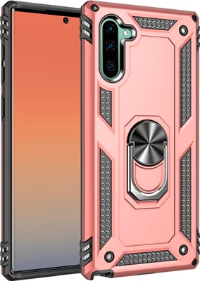 Produktbild von LaimTop Galaxy Note 10 Hülle, Hybrid Robuste Rüstung Drehbarer Ring Halter Ständer Dual Layer Hard PC + TPU Stoßfest Schutzhülle für Samsung Galaxy Note 10 Roségold
