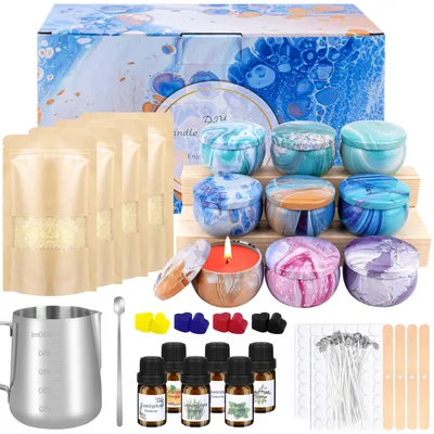 Kerzenmacher-Set für Erwachsene, DIY, 9 Dosen, Bienenwachs, 8 Farben