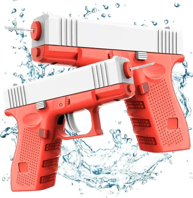 Produktbild von 2er Set Mini Wasserpistolen für Kinder mit großer Reichweite | Premium Sommer Spielzeug Rot