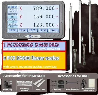 Produktbild von Hochgenaues Digitalanzeigeset, 3-Achsen-DRO, 5µm lineare Auflösung, 5um DRO-Kit 1
