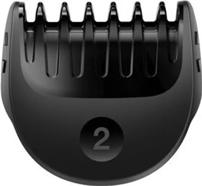Produktbild von Braun Fixierter Kammaufsatz aus Kunststoff für Scherköpfe mit 16 Zähnen (Eckzähne nicht mitgezählt). Kompatibel mit Braun MultiGrooming Kit (MGK), BodyGroomer (BG) und King C Gillette Rasierern der Typen 5513, 5514, 5515, 5541, 5544 sowie Kunststoff-Schersystemen. Original Ersatzteil.