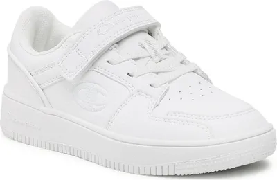 A white Champion sneaker for children.