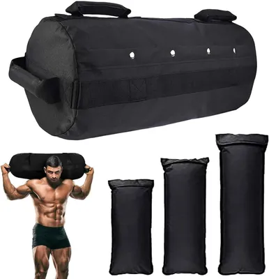 Produktbild von Sandsack, Gewichtssack für Fitness Krafttraining Verstellbar Sandbag mit 3 Innentaschen Core Power Bag Sandsäcke Trainingssandsack für Functional Training Krafttrainingsübungen
