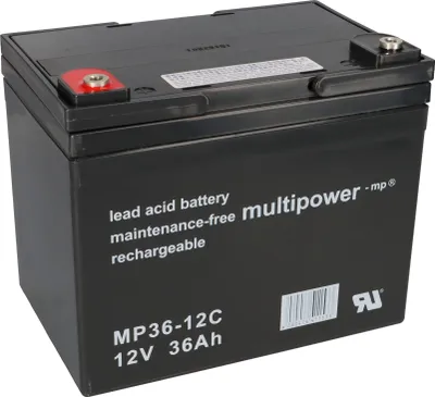 Produktbild von Multipower Blei-Akku MP36-12C 12V 36Ah Zyklenfest, M6 Innengewinde