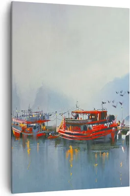 Produktbild von Bild auf Leinwand - Leinwandbild - Einteilig - Hafen Laterne Boot - 70x100cm - Wand Bild - Wanddeko - Wandbilder - Leinwanddruck - Wanddekoration - Leinwand bilder - Wandbild - PA70x100-3710