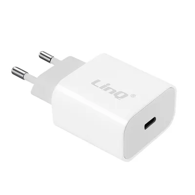 Immagine prodotto di Caricatore rapido USB-C Power Delivery 20W, caricatore da parete, LinQ - Bianco