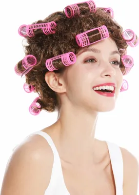 Produktbild von WIG ME UP Perücke Hausfrau Lockenwickler Locken Braun 4204-P6