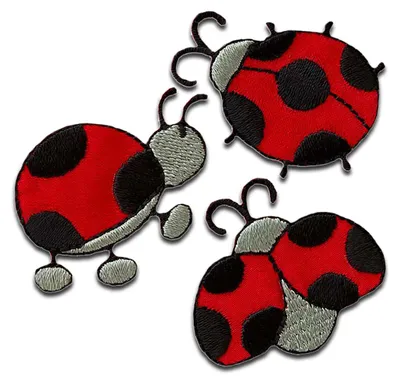 Produktbild von 3 Marienkäfer Tier - Aufnäher, Bügelbild, Aufbügler, Applikationen, Patches, Flicken, Zum Aufbügeln, Größe: 3,8 x 2,8 cm