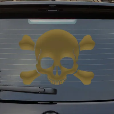 Produktbild von Heckscheibenaufkleber Totenkopf Skull Pirat Tod Car PKW 51x37 cm Gold Auto Aufkleber Sticker