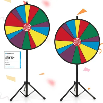 Image de COSTWAY Roue de la fortune 30" à tourner, roue rotative réglable en hauteur, gomme et stylo marqueur inclus, Lucky Wheel irrégulière pour les fêtes, les jeux de loterie et les jeux de mots