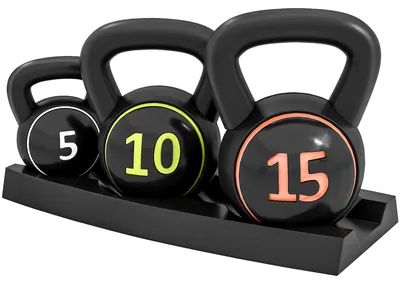Produktbild von SPORTNOW Kettlebell 3er Set, 2,2kg, 4,5kg, 6,8kg Kugelhantel, für Gymnastik