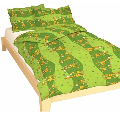 Obrázek produktu pro Povlečení bavlna do postýlky Žirafa zelená 90x130, 45x60 cm