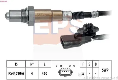 Obrázok produktu pre EPS 1.998.169, vyhrievaná planárna lambda sonda pre vozidlá RENAULT Clio III, hatchback (BR0/1, CR0/1), dĺžka 450 mm