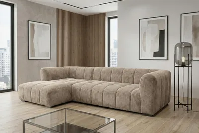 Image de Canapé d'angle moderne Imola couleur sable – Confort et élégance intemporelle