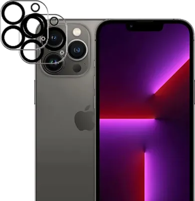 Immagine prodotto di Confezione doppia da 2 protezioni per fotocamera per iPhone 13 Pro Max con anelli neri