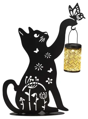 Produktbild von formano Solar Katze mit Laterne Metallfigur 50 cm mit LED Solarlaterne IP44