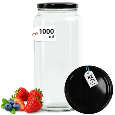 Immagine prodotto di Barattolo in vetro alto 1000 ml con coperchio twist-off 82 mm – vaso da 1 litro per conserve, cetrioli sottaceto, marmellate e composte
