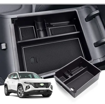 Productafbeelding van Opbergbox voor auto, organizer voor Hyundai Tucson NX4 2021-2024, middenconsole, wit
