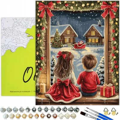Produktbild von Malen nach Zahlen Erwachsene Weihnachten Winter Wunder 50x40 - 33 Acrylfarben, Leinwand mit Holzrahmen, 3 Pinseln und Zubehör Oh Art!