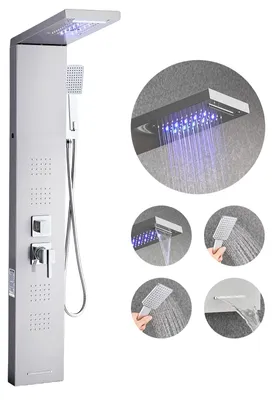 Produktbild von VEVOR Duschpaneel-Turmsystem (5 Modi) mit Regenwasserfall-Duschkopf & LED, (1345