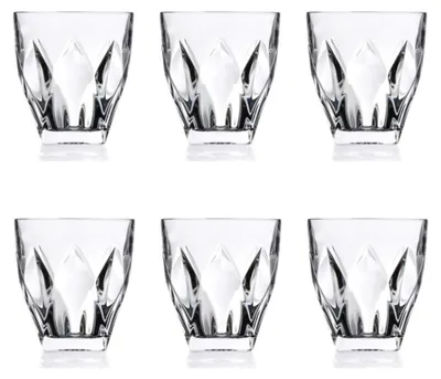 6er-Set Trinkgläser mit Diamantdekor, Glas, 33 cl, 95 x 88 mm