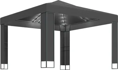 Produktbild von vidaXL Pavillon mit Doppeldach & LED-Lichterkette 3x3 m Anthrazit