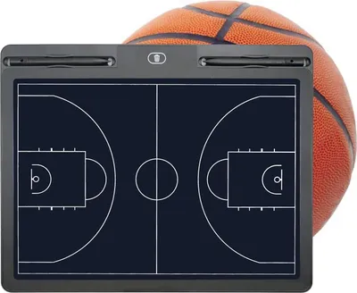 Obrázek produktu pro Allecto Premium - Přenosná basketbalová trenérská tabule se značkami pro hráče a gumovacím perem - Taktická tabule pro basketbalové trenéry - Sportovní vybavení pro trénink - Ideální basketbalový dárek