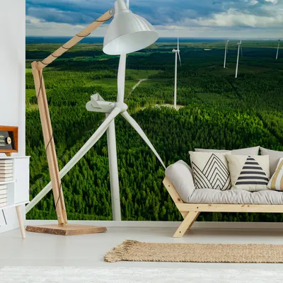 Produktbild von Muralo XXL Vlies FOTOTAPETE Windmuehlen BaeUME Aussicht von oben 3D Effekt (B) 90 cm x (H) 60 cm Tapete Wandtapete WOHNZIMMER SCHLAFZIMMER 4604
