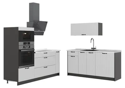 Produktbild von Küchenzeile Vicco Fame-Line Weiß Landhaus/Anthrazit 340 cm, AP Marmor, Model 63688